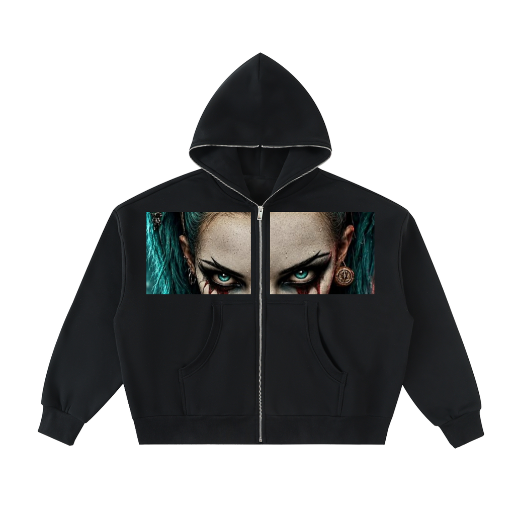 Fleeced Full-Zip Boxy Hoodie