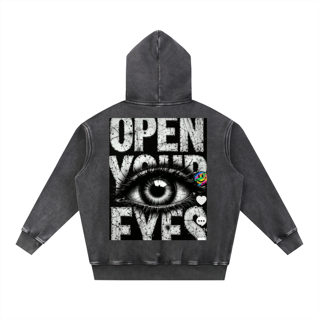 IFNLOVE House Music Snow-Wash Oversized Hoodie