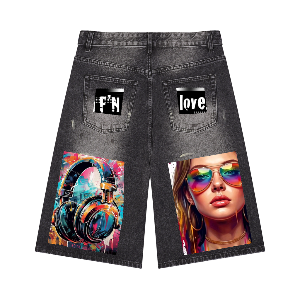 Men’s Vintage Wash Wide Leg Denim Shorts